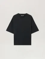 curved-logo-loose-collar-vintage-black-t-shirt