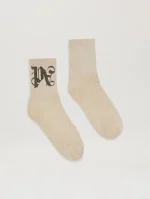 monogram-lurex-short-gold-socks