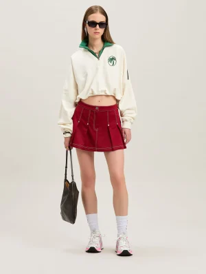 vintage-pleated-mini-red-skirt